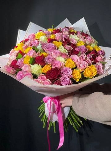 101 радужная роза от интернет-магазина цветов в 