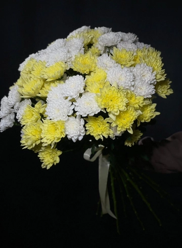 Бело-желтые хризантемы от интернет-магазина цветов в 
